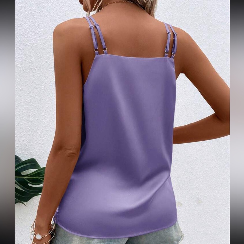Luxe Satin Cami Top Blouse Shirt - Picture 5 of 16